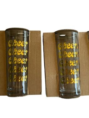 Gold Cheers Tall Glasses Set of 4